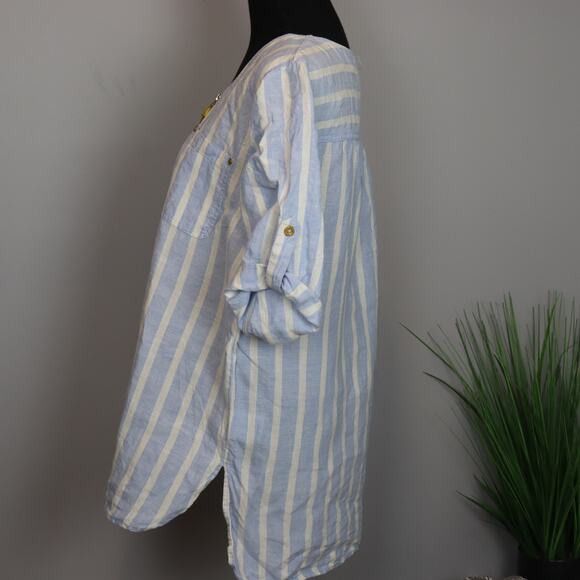 Ellen Tracy Linen Top with 1/4 zip and pockets size L - Picture 4 of 6